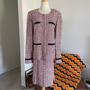 St. John Collection Tweed Zip Up Jacket Blazer Skirt Wool Blend 2-piece Set